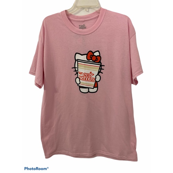 Hello Kitty Tops - Hello Kitty & Nissin cup noodles pink t-shirt